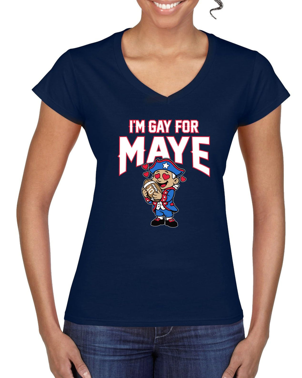 New England Fans NE Fantasy Football Sports Womens V-Neck Tee
