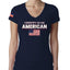 I Identify As An American USA Flag US Flag Sleeve American Pride Womens Junior Fit V-Neck Tee