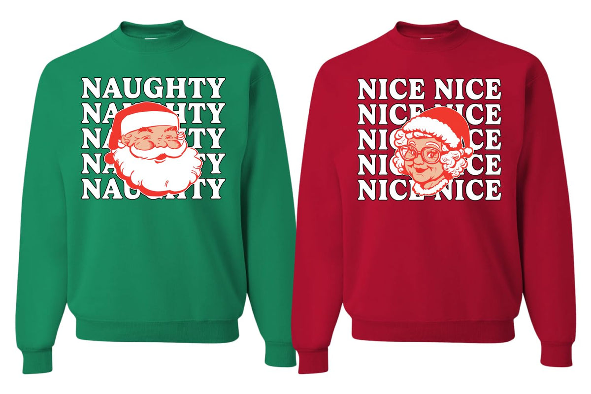 Naughty, Nice Santa Claus Mrs Claus Couples Sweatshirt