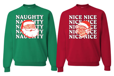 Naughty, Nice Santa Claus Mrs Claus Couples Sweatshirt