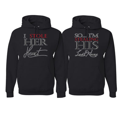 I Stole Her Heart I'm Stealing His Last Name His and Hers Matching Couples Hoodie Sweater Set