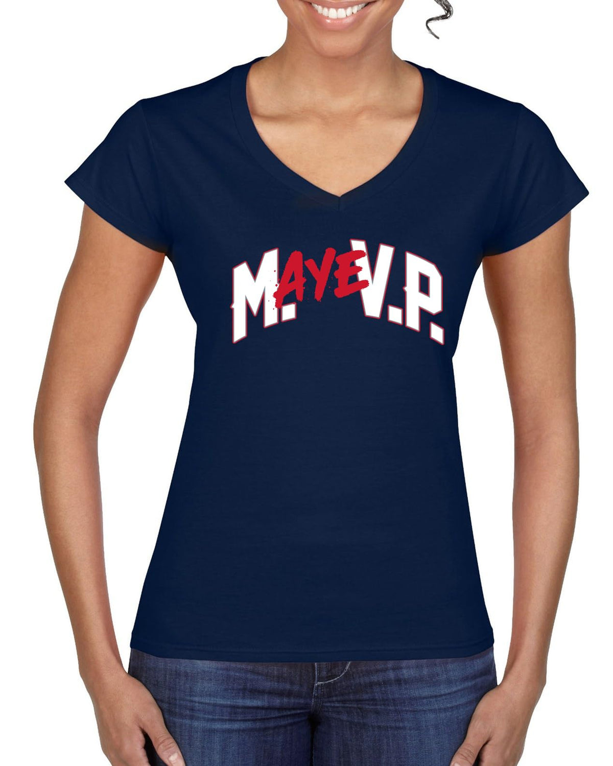 New England Fans NE Fantasy Football Sports Womens V-Neck Tee