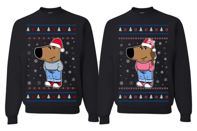 I'm Just a Chill Guy Chill Girl My New Character Dog Matching His and Hers Couples Sweatshirt Ugly Christmas