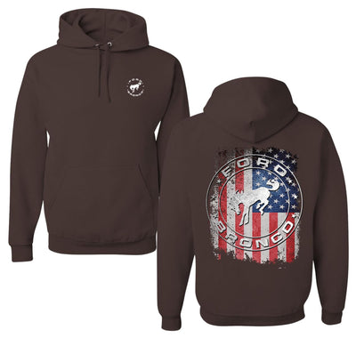 US Flag Ford Bronco Cars and Trucks Front and Back Unisex Hoodie Sweatshirt
