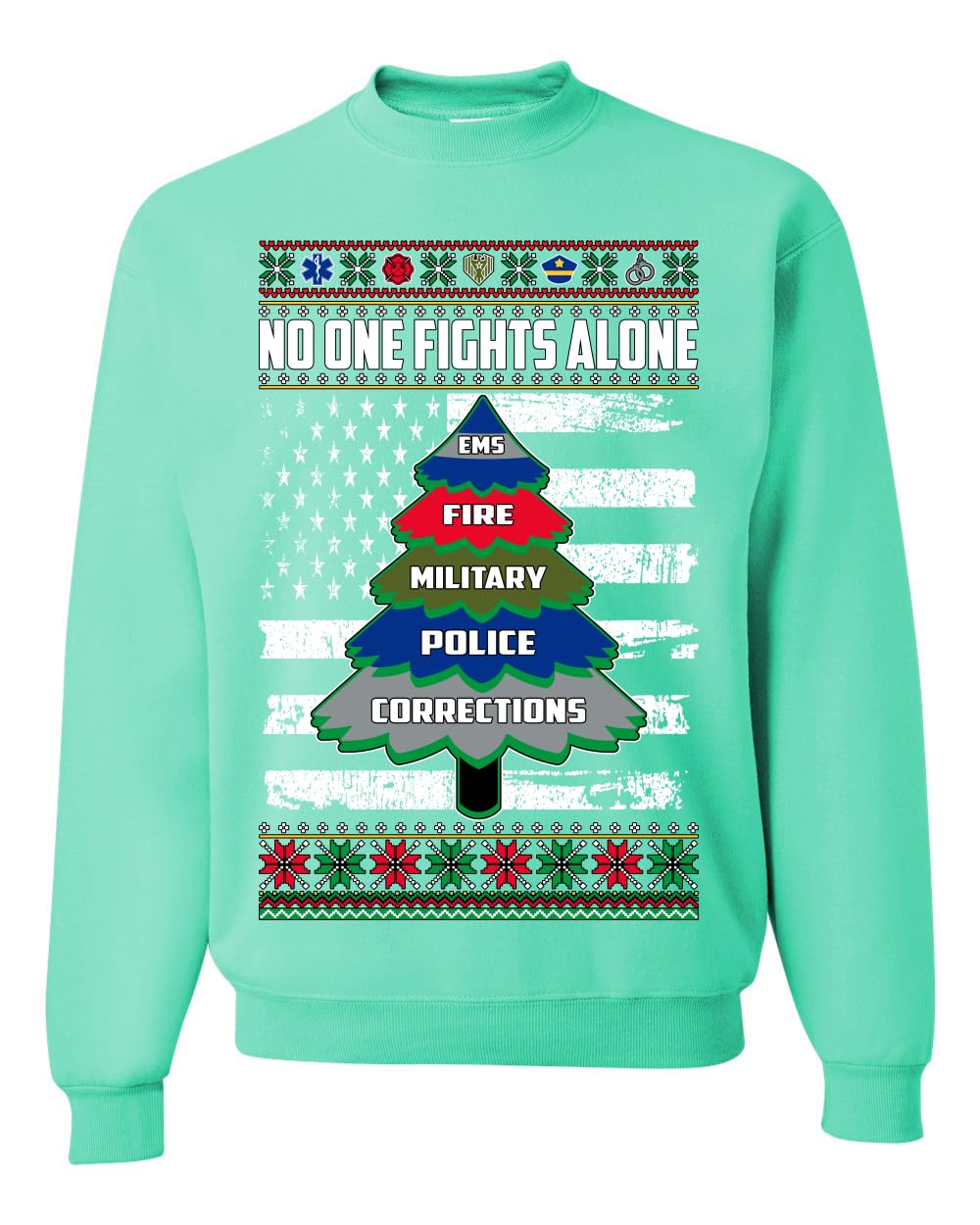 No One Fights Alone First Responder Hoodie Dispatcher EMS Corrections Police Fire Military Unisex Crewneck Sweatshirt