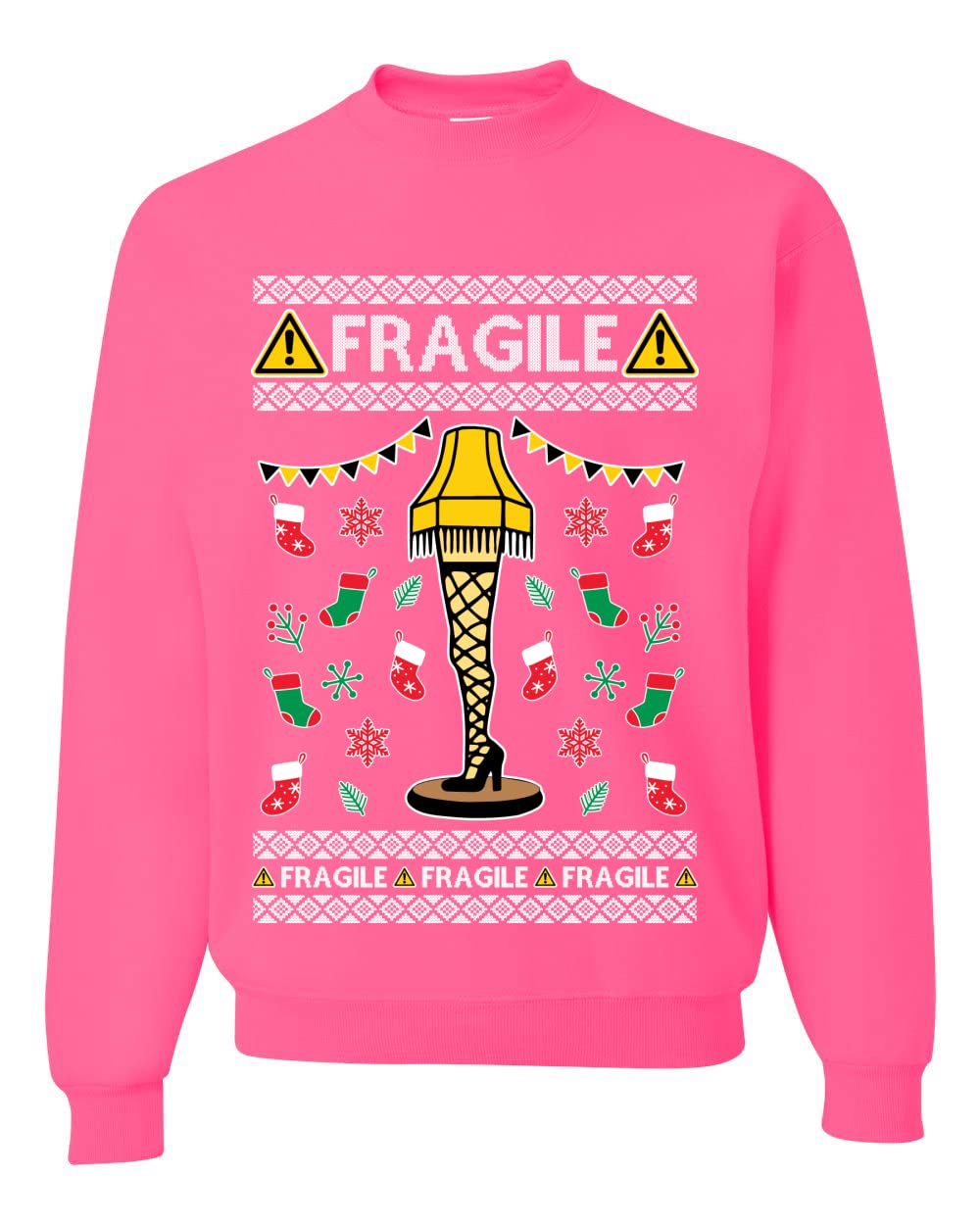 Fragile Leg Lamp Ugly Christmas Sweater Unisex Crewneck Graphic Sweatshirt