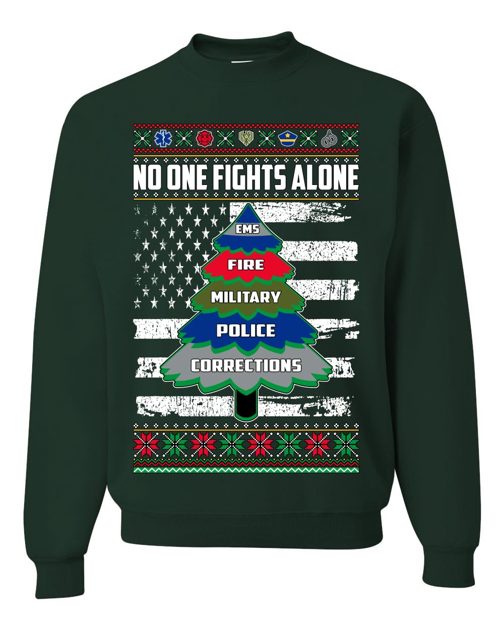 No One Fights Alone First Responder Hoodie Dispatcher EMS Corrections Police Fire Military Unisex Crewneck Sweatshirt
