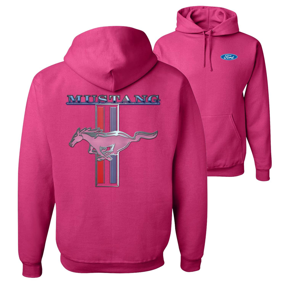 Ford Mustang Classic Pony USA Logo Emblem Cars and Trucks Front and Back Unisex Graphic Hoodie Sweatshirt