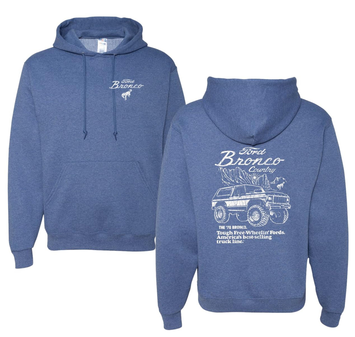 78 Ford Bronco Country Free Wheeling American Truck Cars and Trucks Front and Back Hoodie Sweatshirt