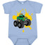 Green Monster Truck with Firey Flames Cars and Trucks Baby Creeper Boys Girls Infant Bodysuit