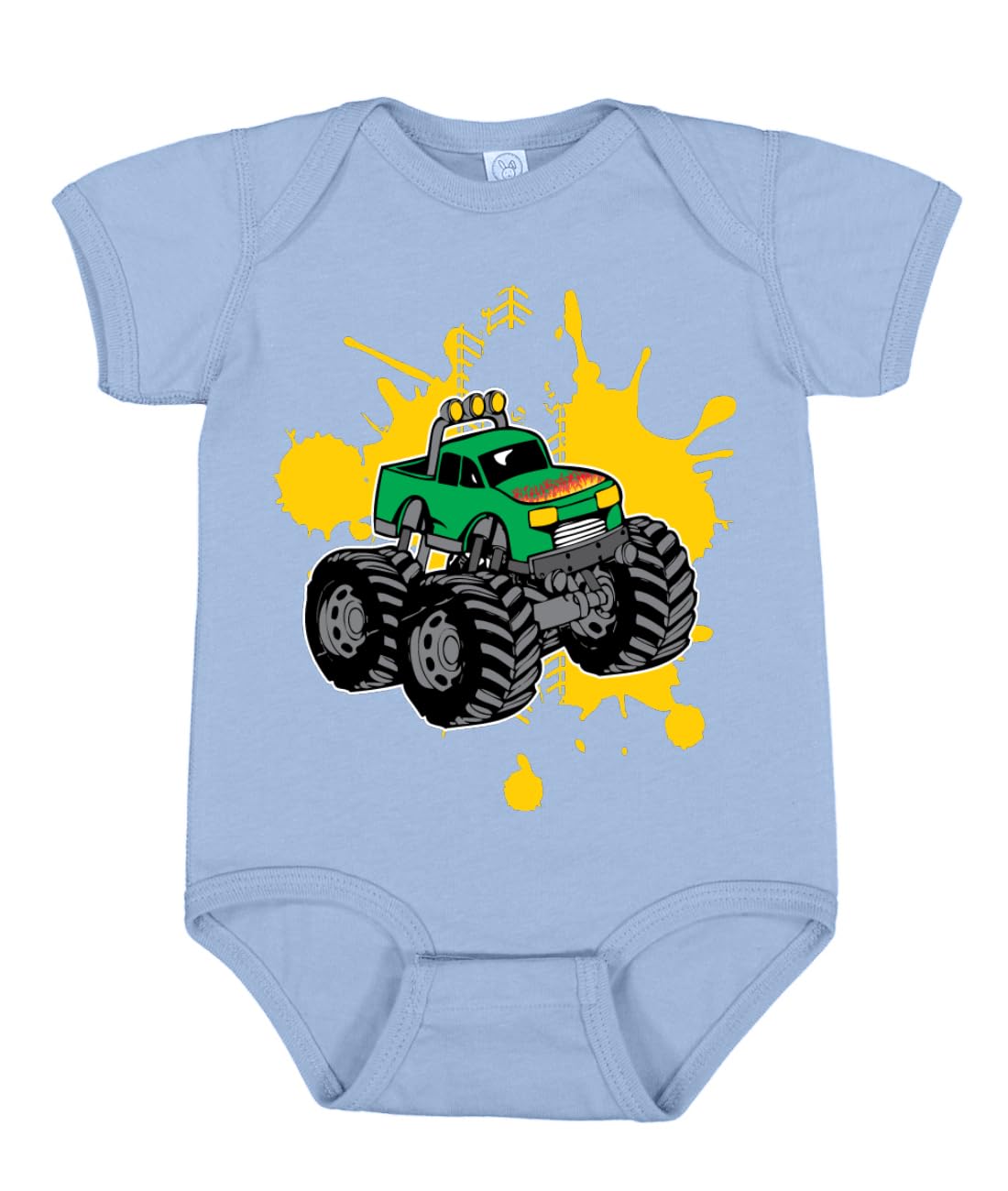 Green Monster Truck with Firey Flames Cars and Trucks Baby Creeper Boys Girls Infant Bodysuit