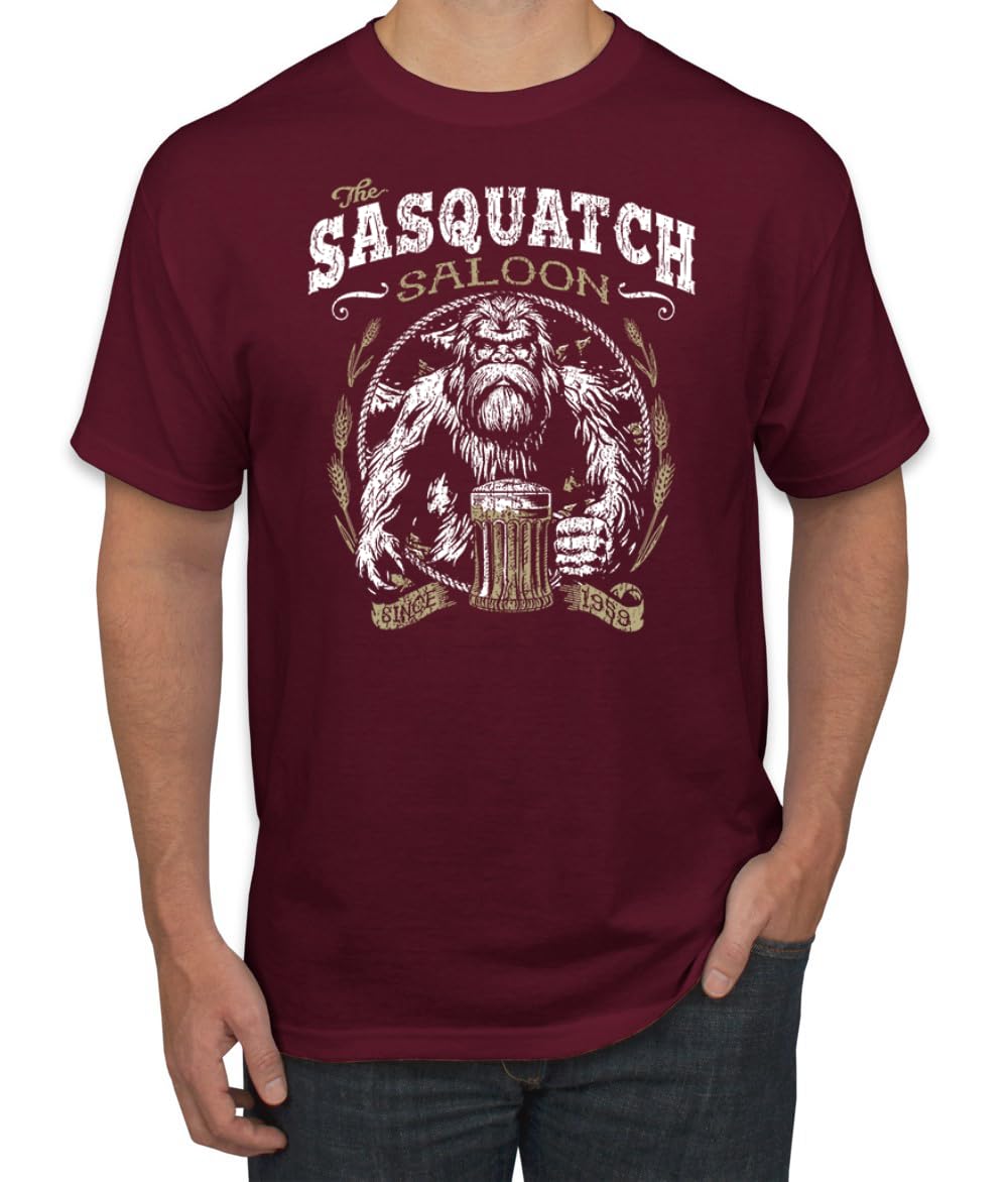 The Sasquatch Saloon Funny Bigfoot Beer Conspiracy Pop Culture Men's T-Shirt