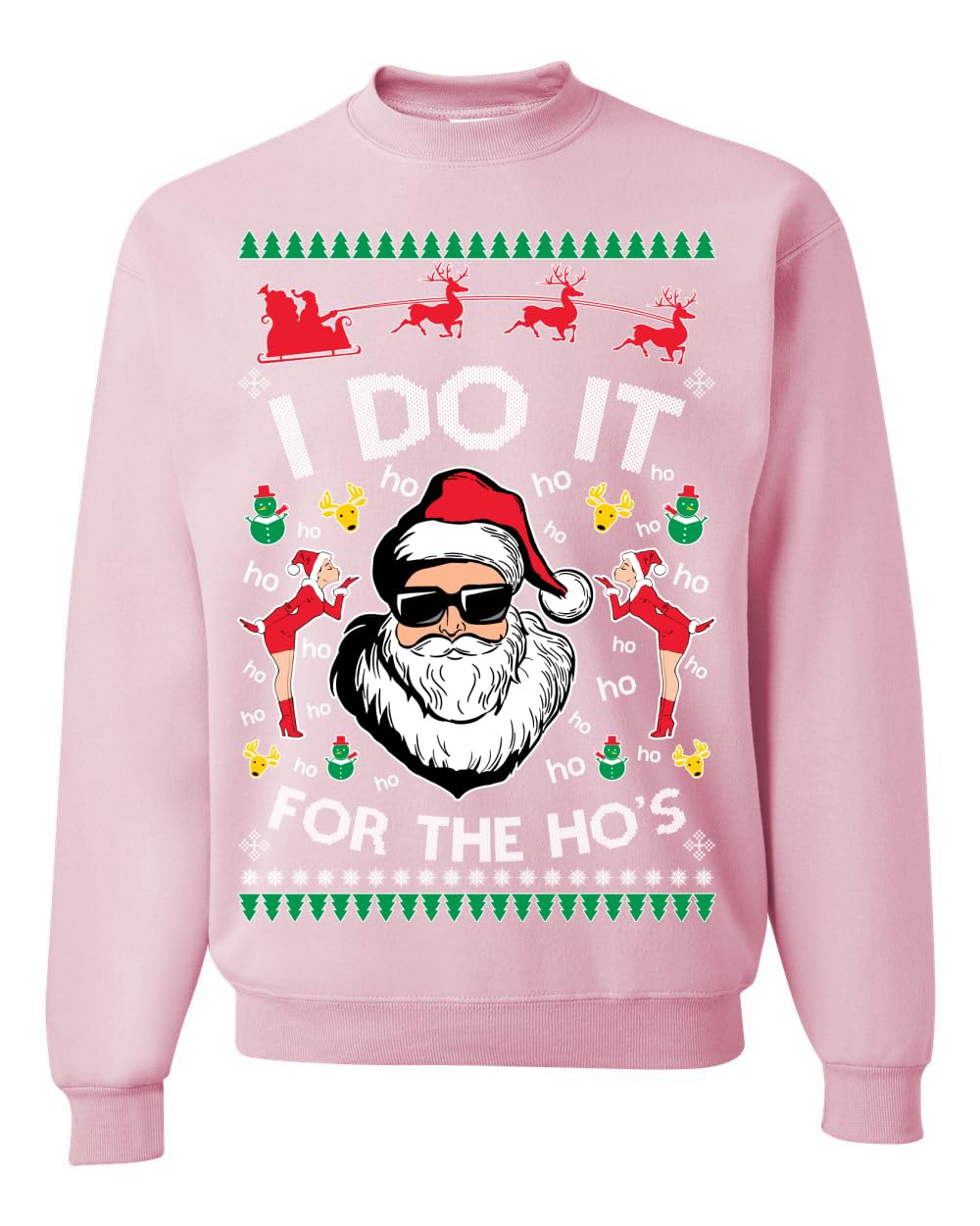 I Do It for the Hos Funny Santa Ugly Christmas Sweater Crewneck Sweatshirt