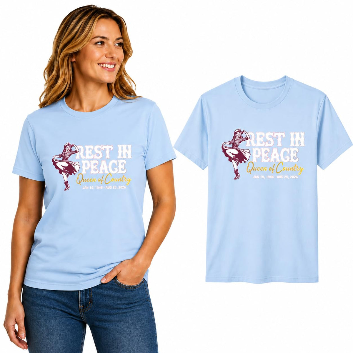 Queen of Country RIP Tee Memorial Tribute Pop Culture Men's T-Shirt