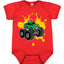 Green Monster Truck with Firey Flames Cars and Trucks Baby Creeper Boys Girls Infant Bodysuit