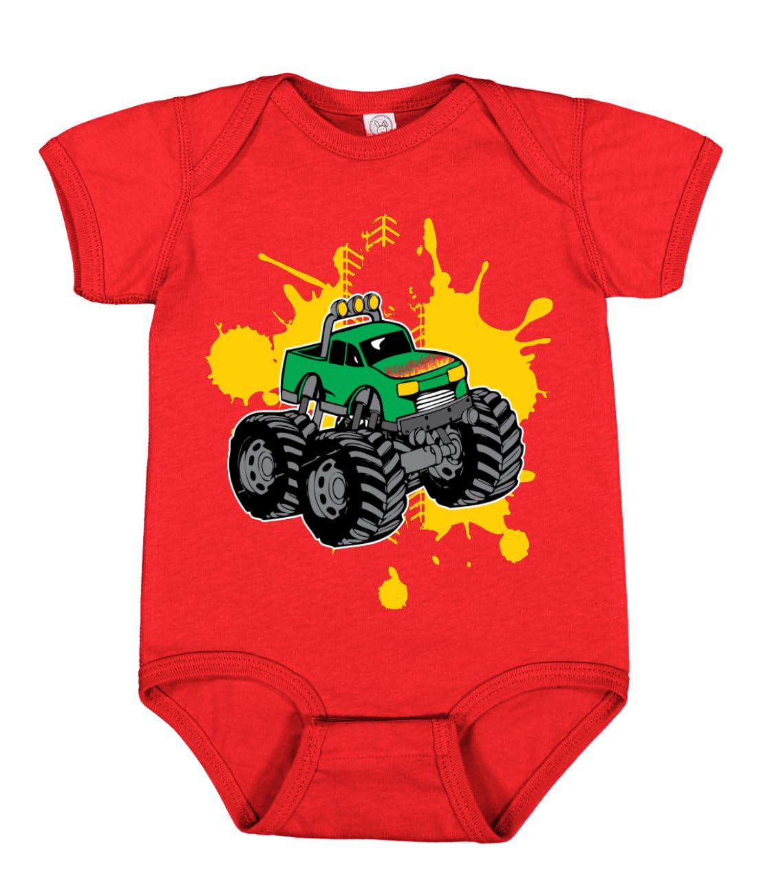 Green Monster Truck with Firey Flames Cars and Trucks Baby Creeper Boys Girls Infant Bodysuit