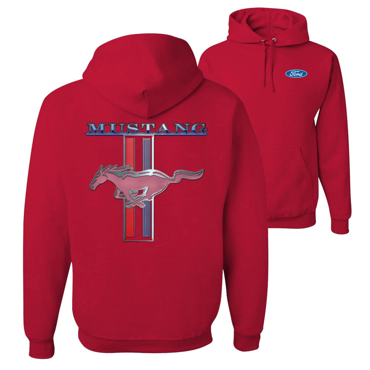Ford Mustang Classic Pony USA Logo Emblem Cars and Trucks Front and Back Unisex Graphic Hoodie Sweatshirt