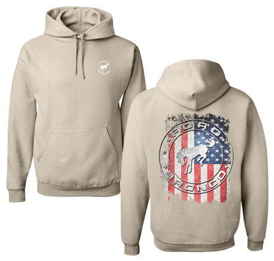 US Flag Ford Bronco Cars and Trucks Front and Back Unisex Hoodie Sweatshirt