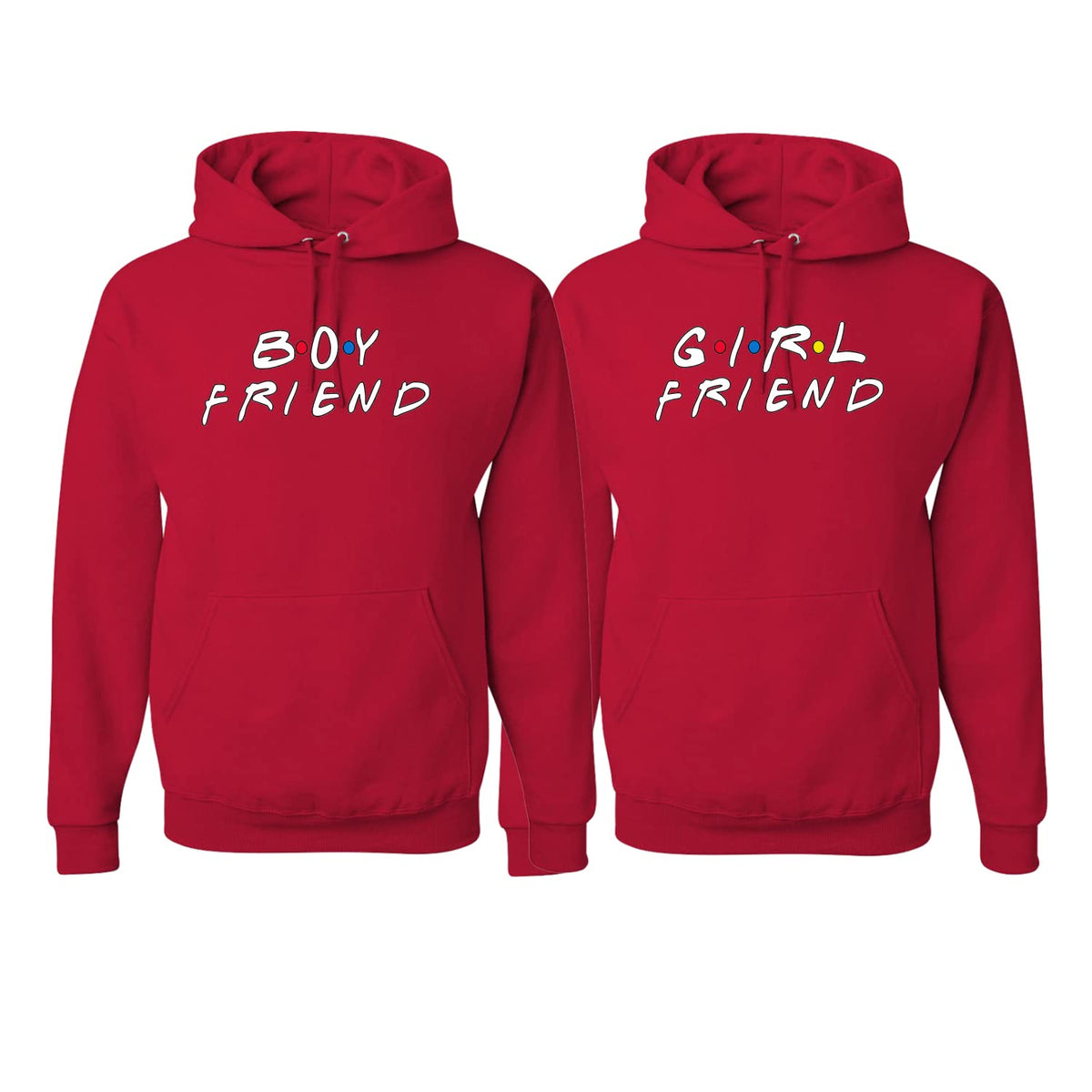 Boy Friend Girl Friend Funny Friends Font Classic His and Hers Matching Couples Hoodie Sweater Set