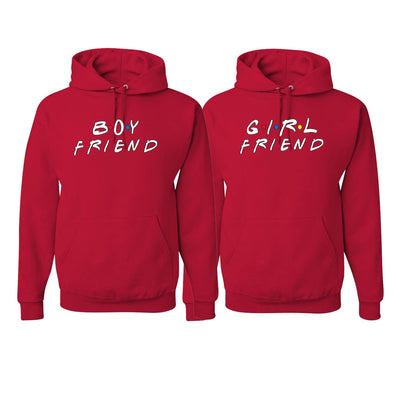 Boy Friend Girl Friend Funny Friends Font Classic His and Hers Matching Couples Hoodie Sweater Set