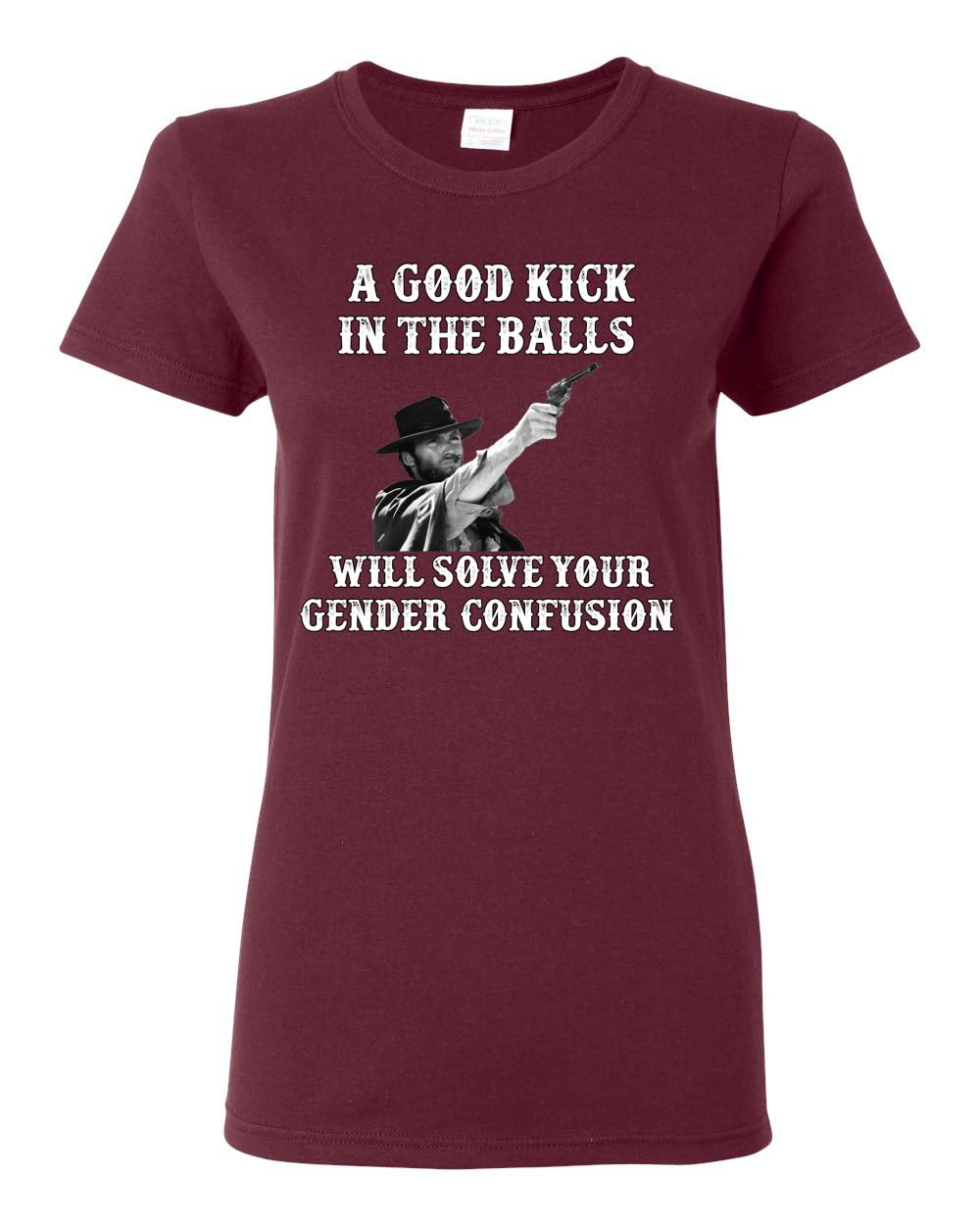 A Good Kick in The Balls Solves Gender Confusion Political Womens Graphic T-Shirt