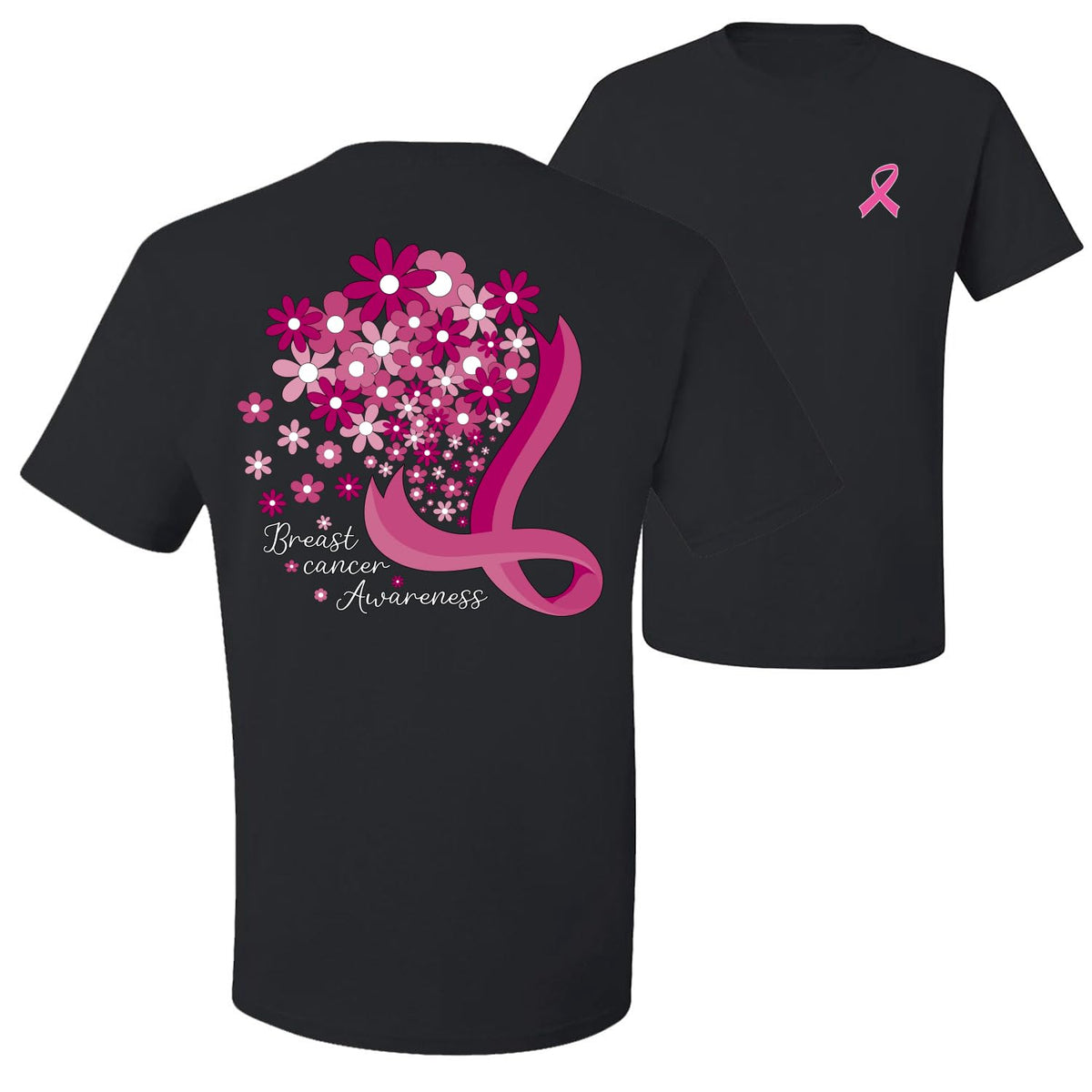 Breast Cancer Awareness Faith Pink Ribbon Sunflower Front and Back Unisex T-Shirt