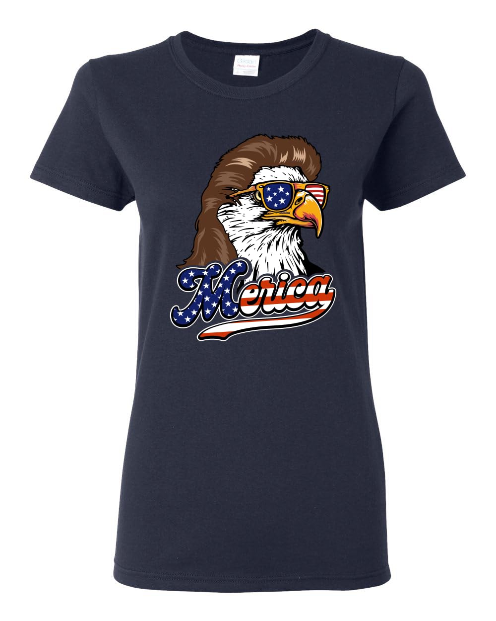 American Bald Eagle Mullet Glasses American Pride Womens Graphic T-Shirt