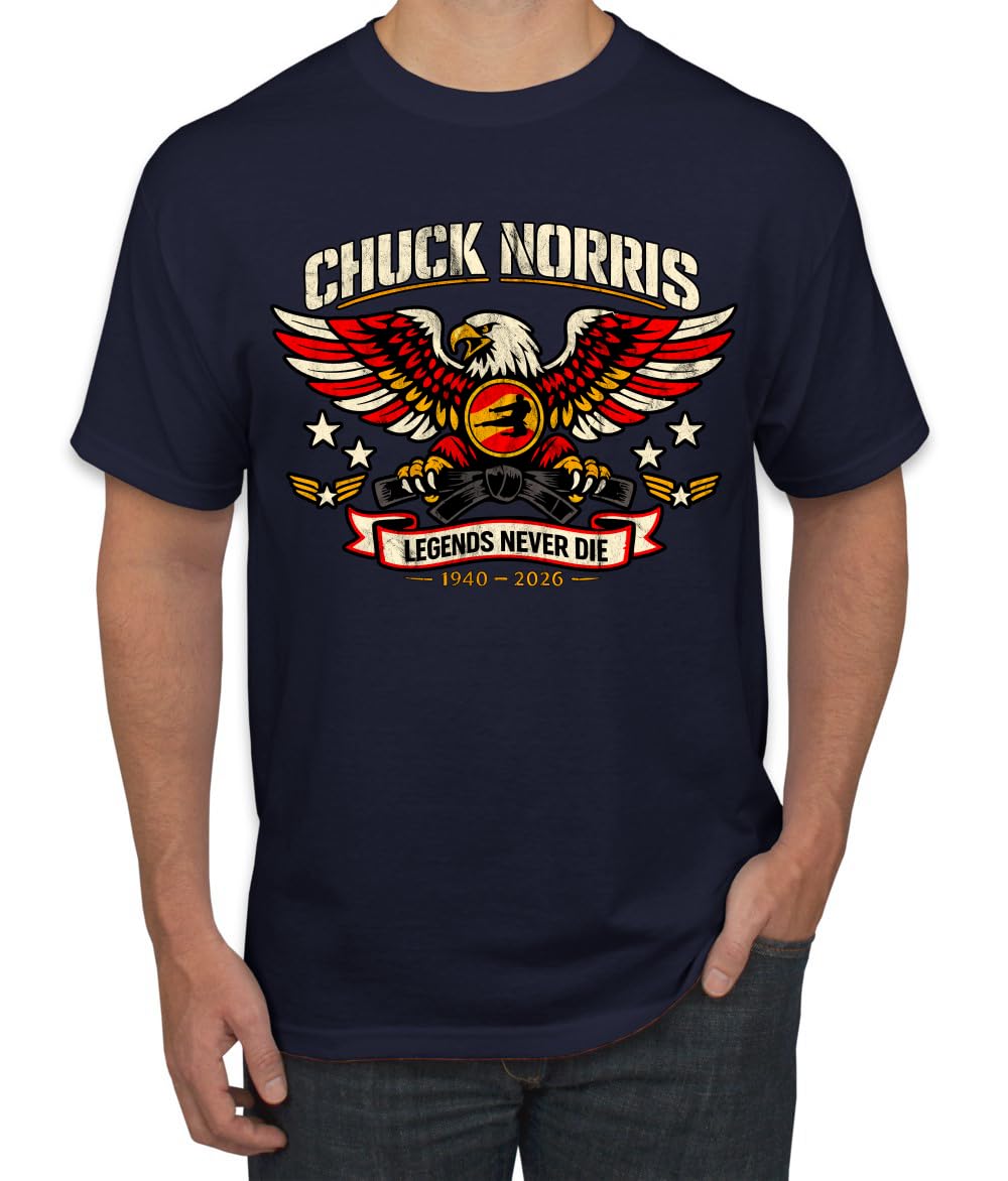 Chuck Norris Legends Never Die 1940-2026 RIP Memorial Bald Eagle Black Belt Tribute Men's T-Shirt