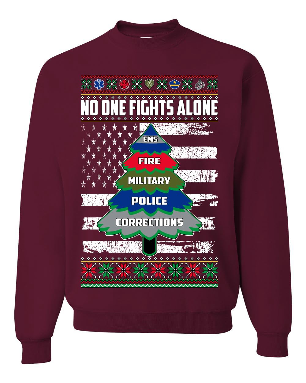 No One Fights Alone First Responder Hoodie Dispatcher EMS Corrections Police Fire Military Unisex Crewneck Sweatshirt