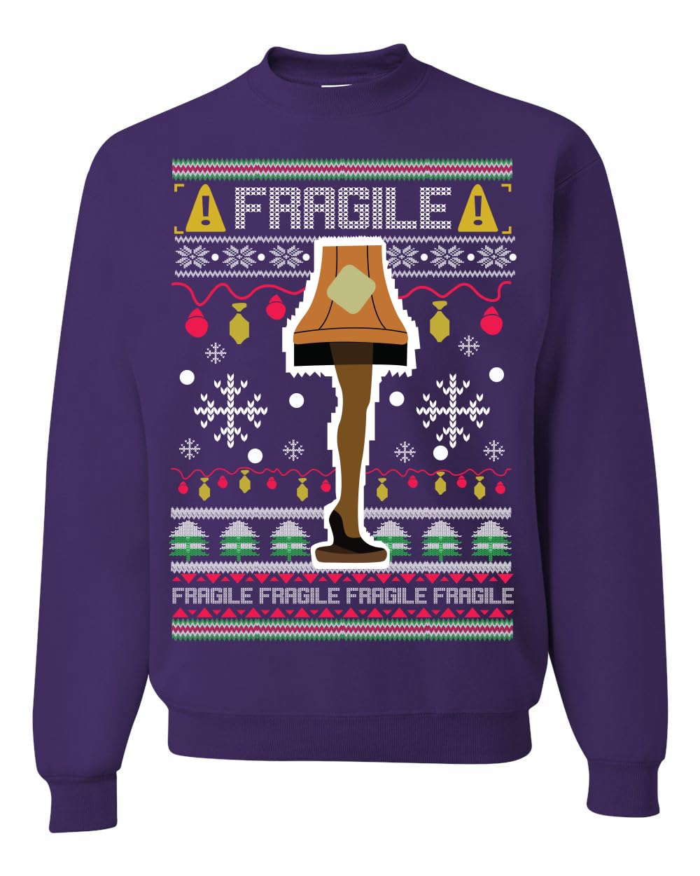 Fragile Leg Lamp Ugly Christmas Sweater Unisex Crewneck Graphic Sweatshirt
