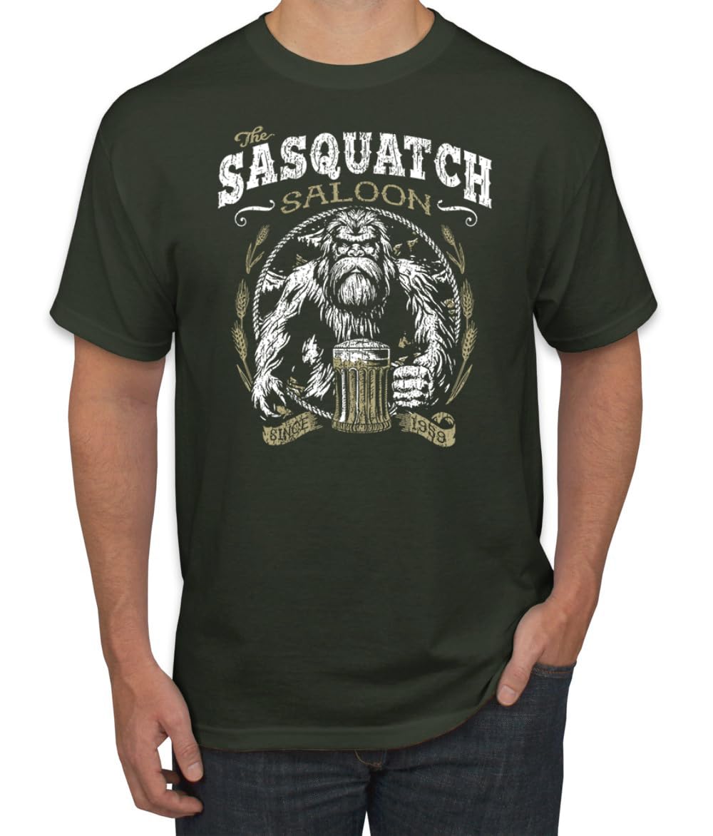 The Sasquatch Saloon Funny Bigfoot Beer Conspiracy Pop Culture Men's T-Shirt