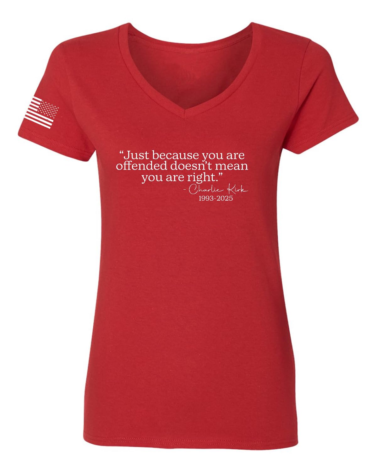 Freedom God Family Patriotism Shirt, Christian Conservative Tee for Women, Women’s Standard V-Neck Tee