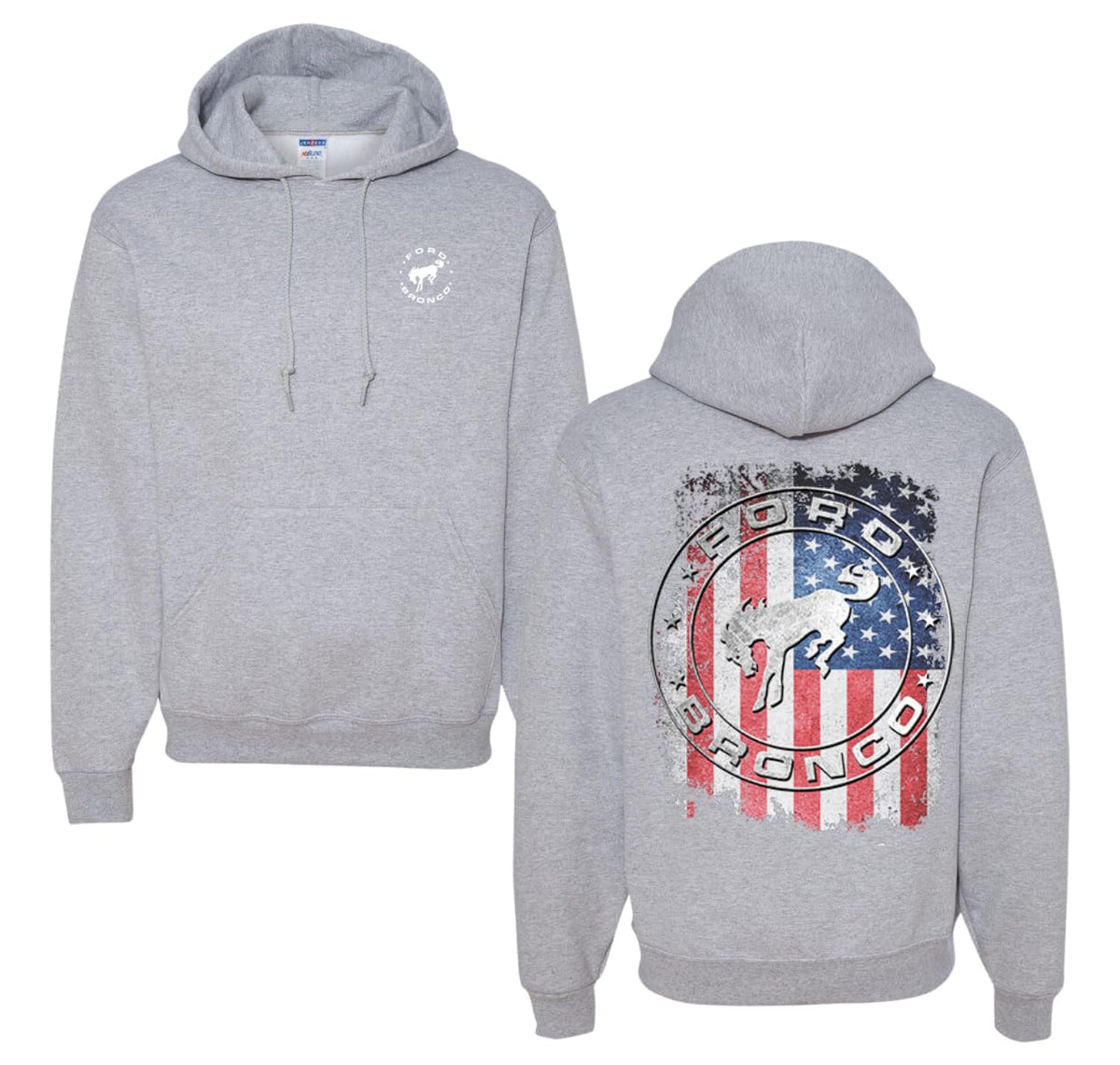 US Flag Ford Bronco Cars and Trucks Front and Back Unisex Hoodie Sweatshirt