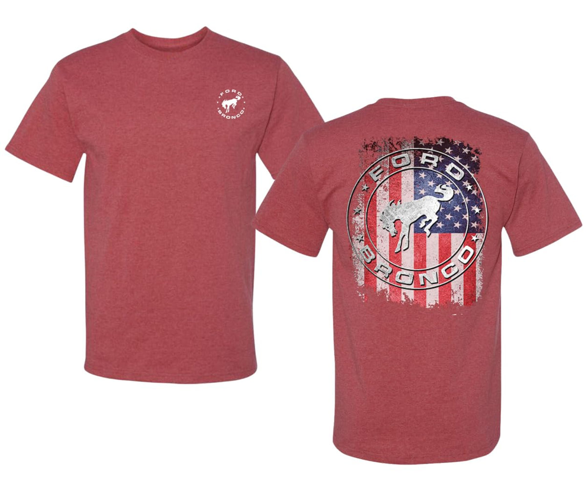 US Flag Ford Bronco Front and Back  Cars and Trucks Men's T-Shirt