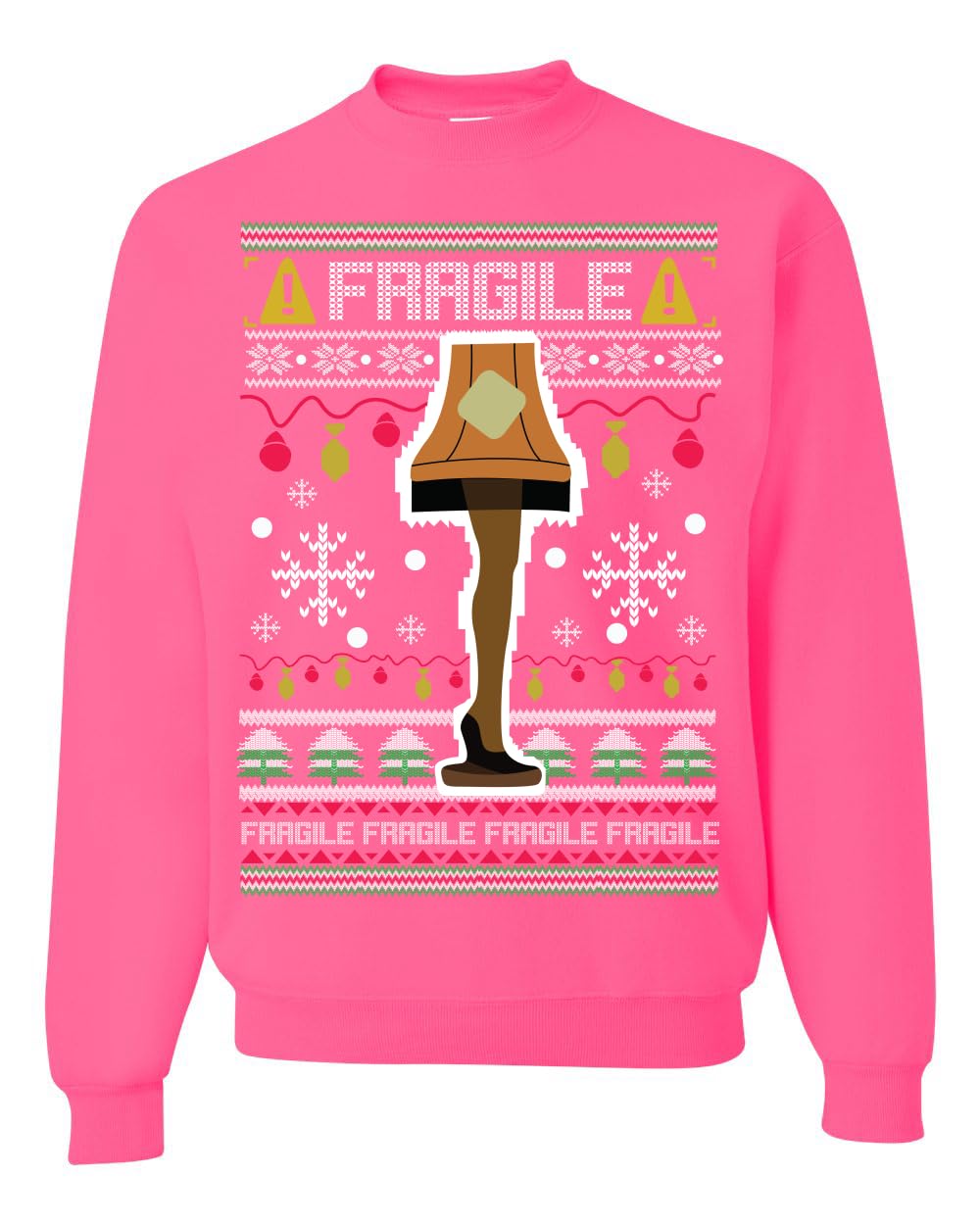 Fragile Leg Lamp Ugly Christmas Sweater Unisex Crewneck Graphic Sweatshirt