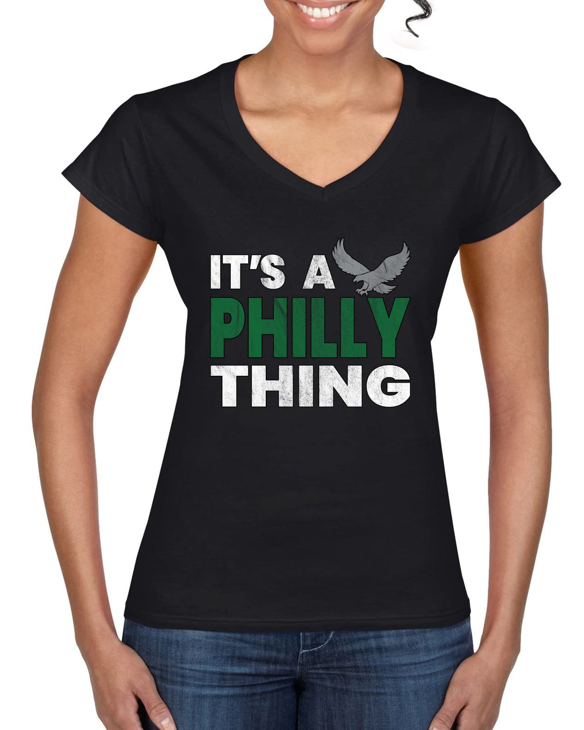 Grease The Poles Broad Street Phil Football Sports Womens Standard V-Neck Tee