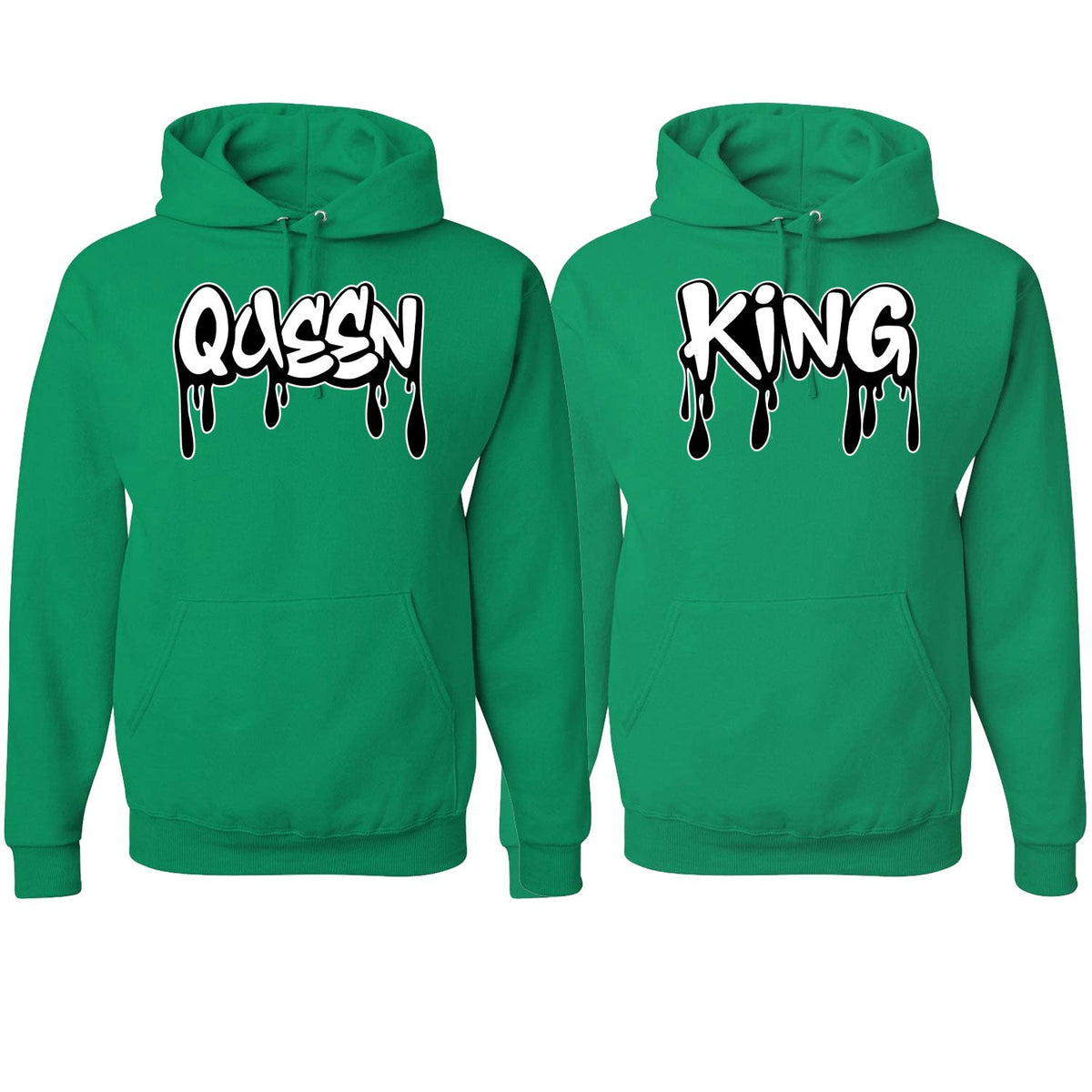 King and Queen Black Dripping Font Classic His and Hers Matching Couples Hoodie Sweater Set