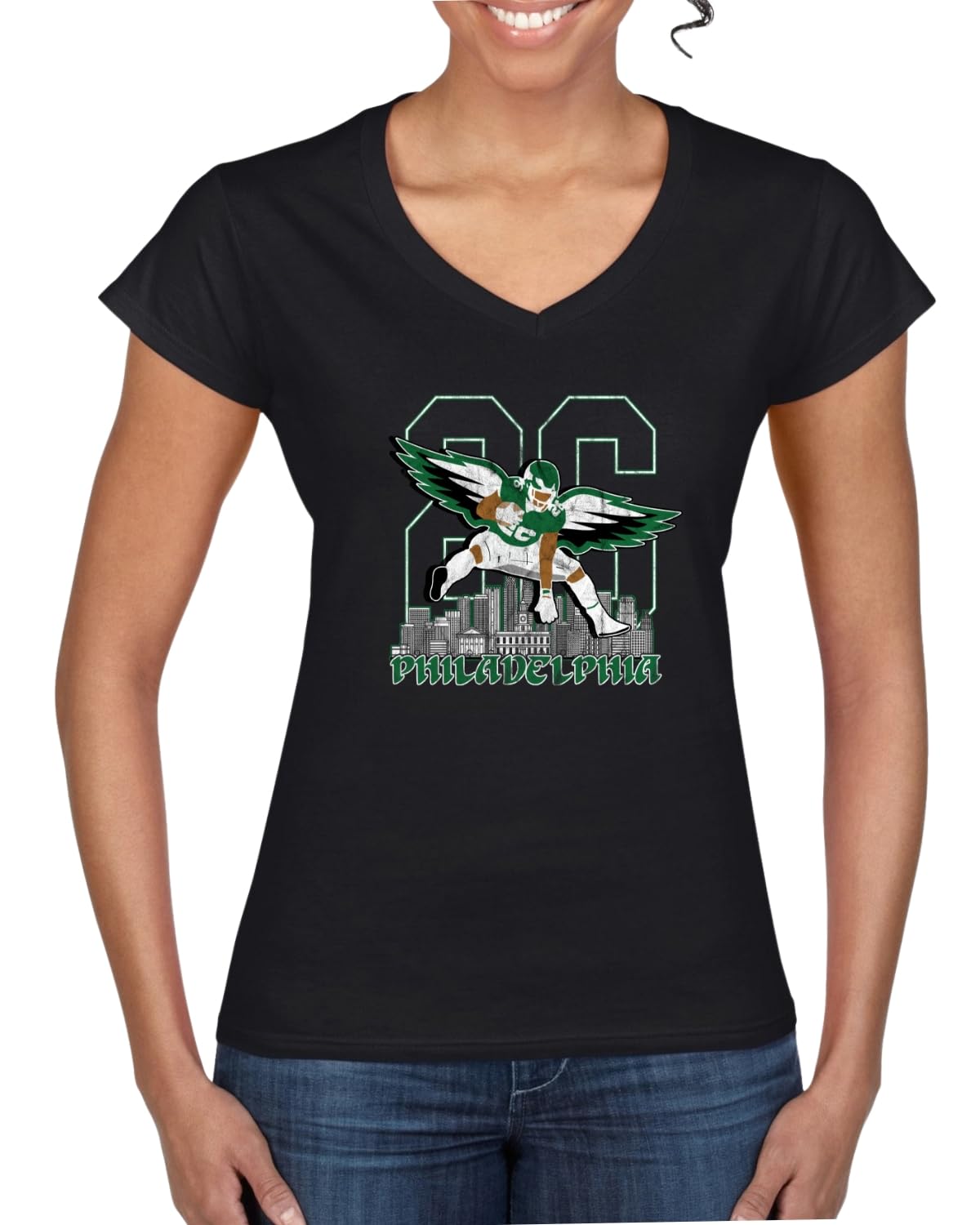 Grease The Poles Broad Street Phil Football Sports Womens Standard V-Neck Tee