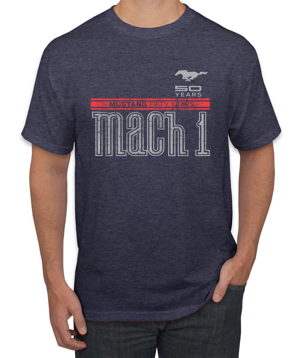 Ford Mustang 50 Years Logo Mach 1 Classic Emblem Cars and Trucks Men's Graphic T-Shirt