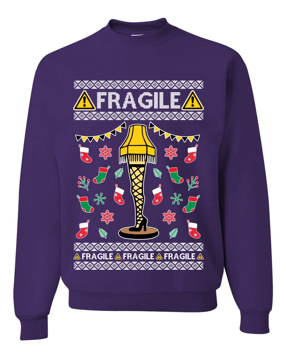 Fragile Leg Lamp Ugly Christmas Sweater Unisex Crewneck Graphic Sweatshirt