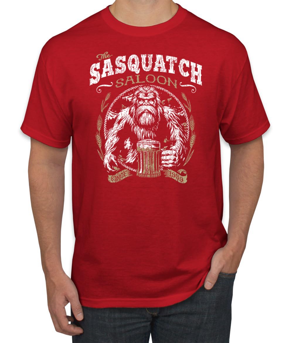 The Sasquatch Saloon Funny Bigfoot Beer Conspiracy Pop Culture Men's T-Shirt