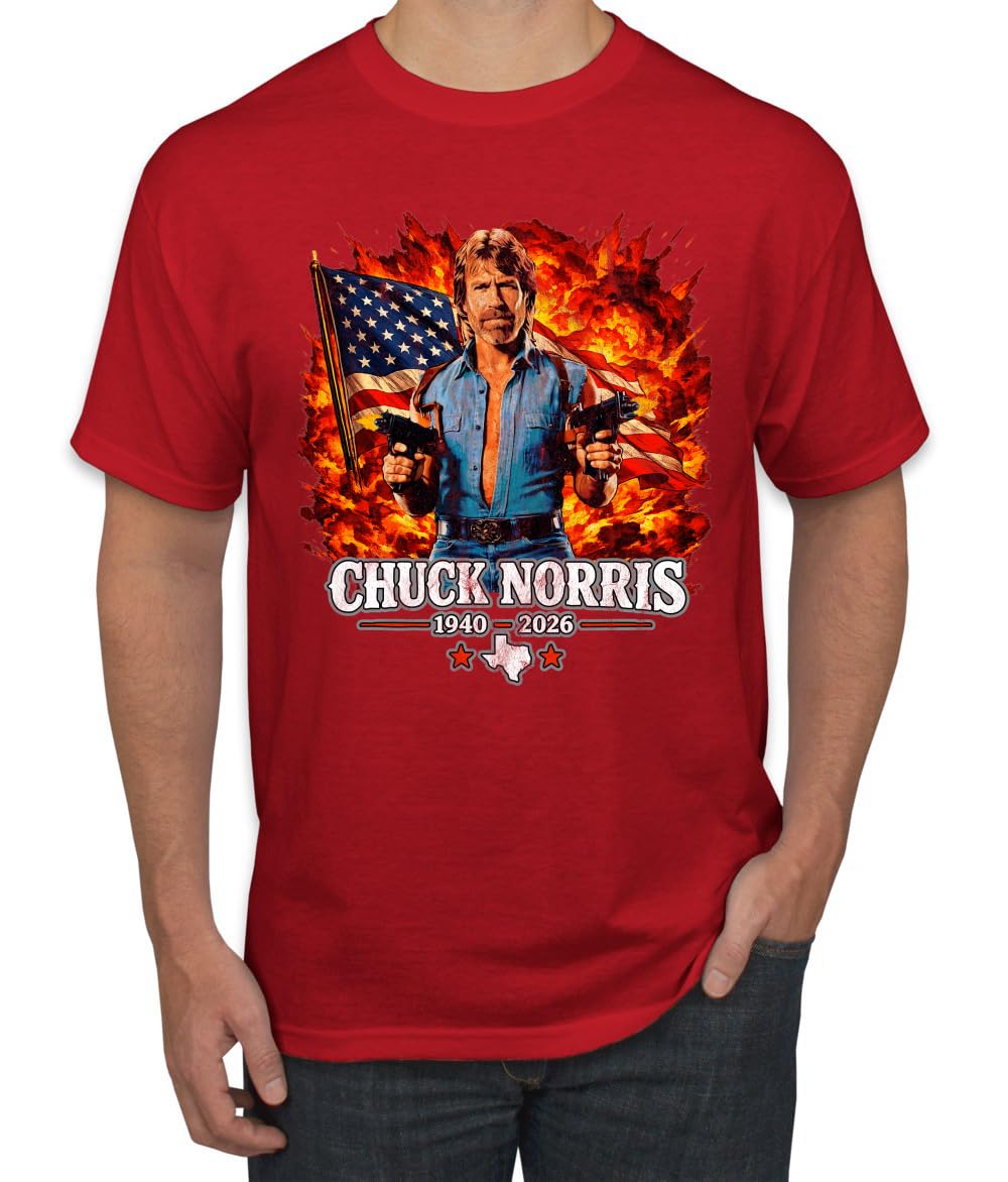 Chuck Norris 1940-2026 American Flag Texas Patriot Action Hero Memorial Tribute Pop Culture Men's T-Shirt
