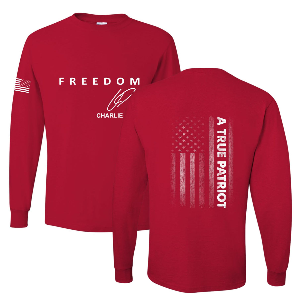 Freedom Cross, Christian Patriotic Men's Long Sleeve Shirt, Charlie Kirk Merch