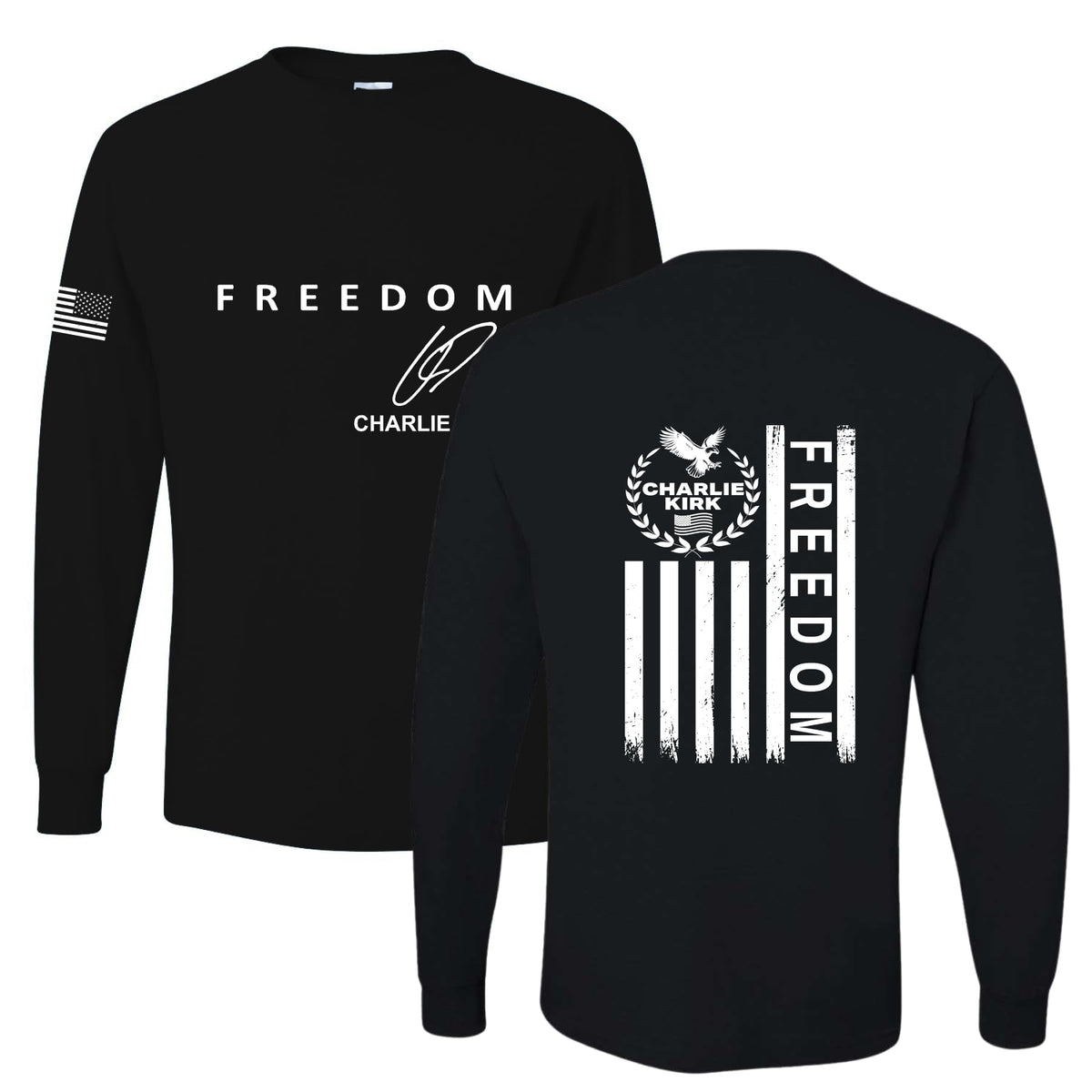 Freedom Cross, Christian Patriotic Men's Long Sleeve Shirt, Charlie Kirk Merch