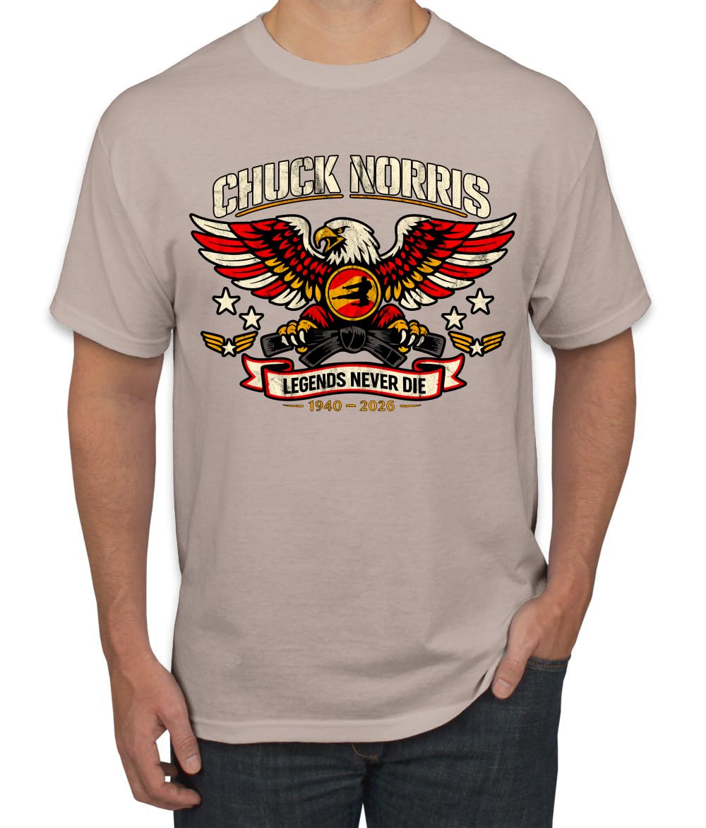 Chuck Norris Legends Never Die 1940-2026 RIP Memorial Bald Eagle Black Belt Tribute Men's T-Shirt
