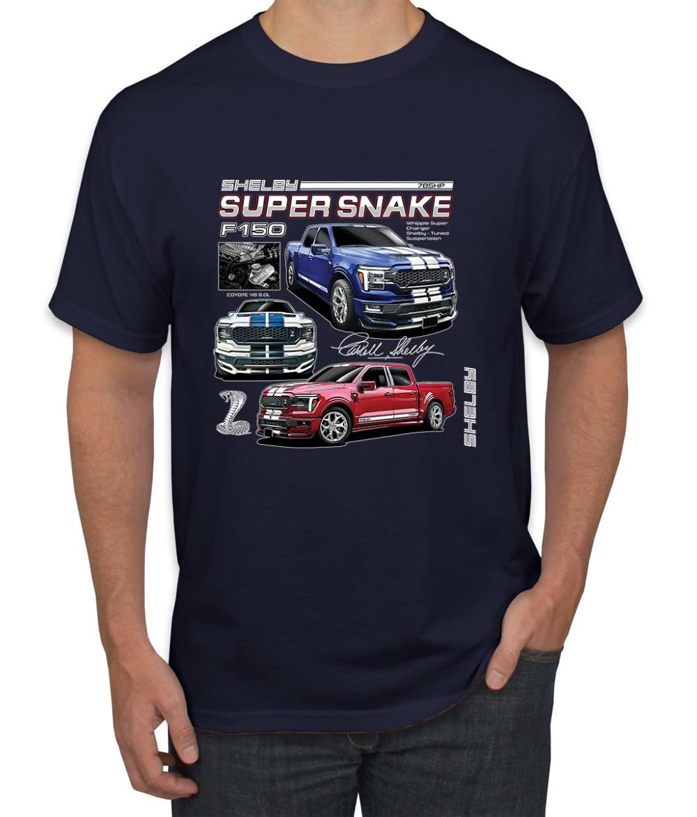 Shelby Super Snake F-150 Powered by Ford Motors Mustang Logo Emblem Cars and Trucks Men's T-Shirt