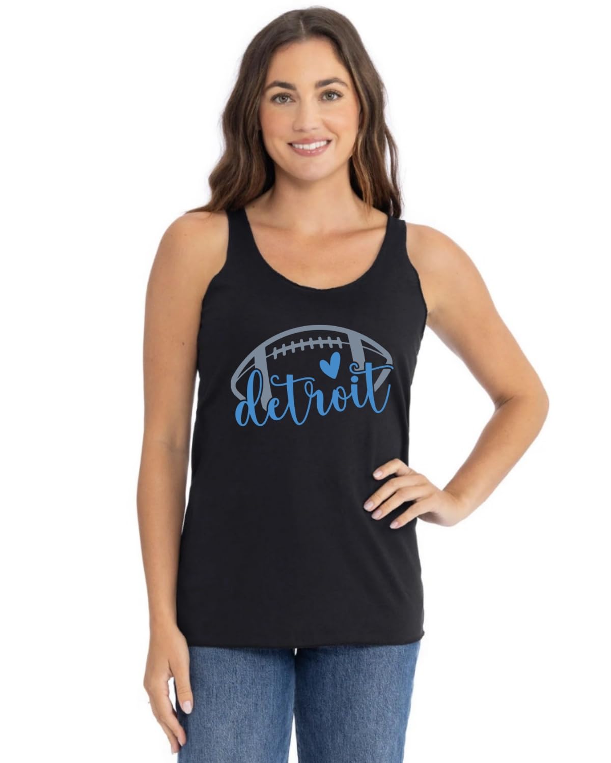 Football Hometown Fan Heart Script Writing Sports Tri-Blend Racerback Tank Top