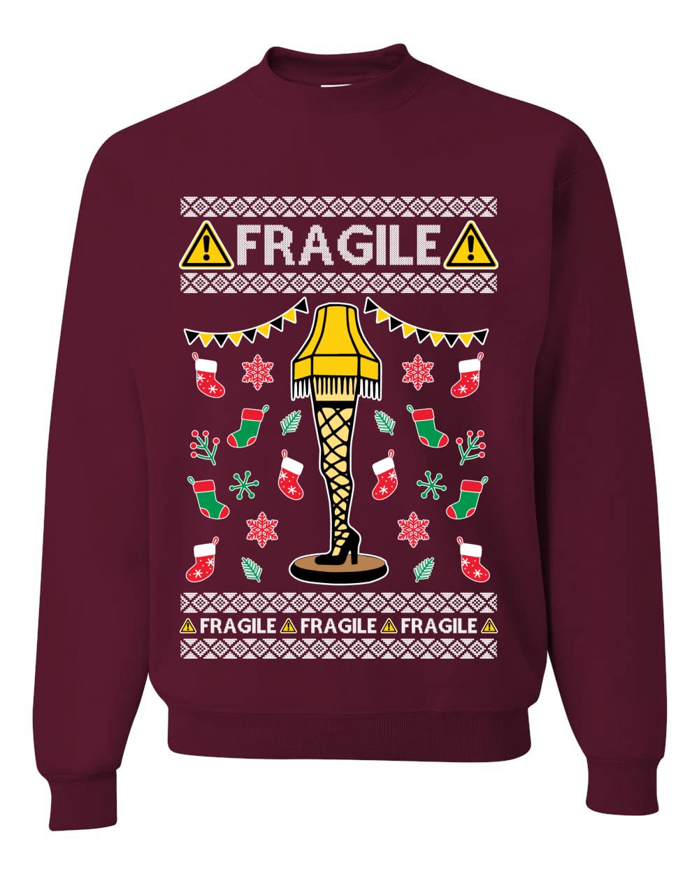 Fragile Leg Lamp Ugly Christmas Sweater Unisex Crewneck Graphic Sweatshirt