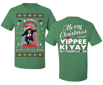 Nakatomi Plaza Happy Trails Hanz  Front and Back Style Ugly Christmas Men's T-Shirt