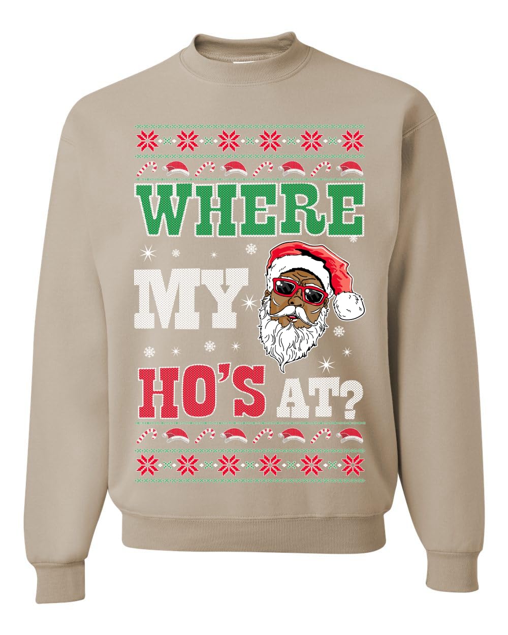Where my Hos At Santa Ugly Christmas Sweater Unisex Crewneck Sweatshirt